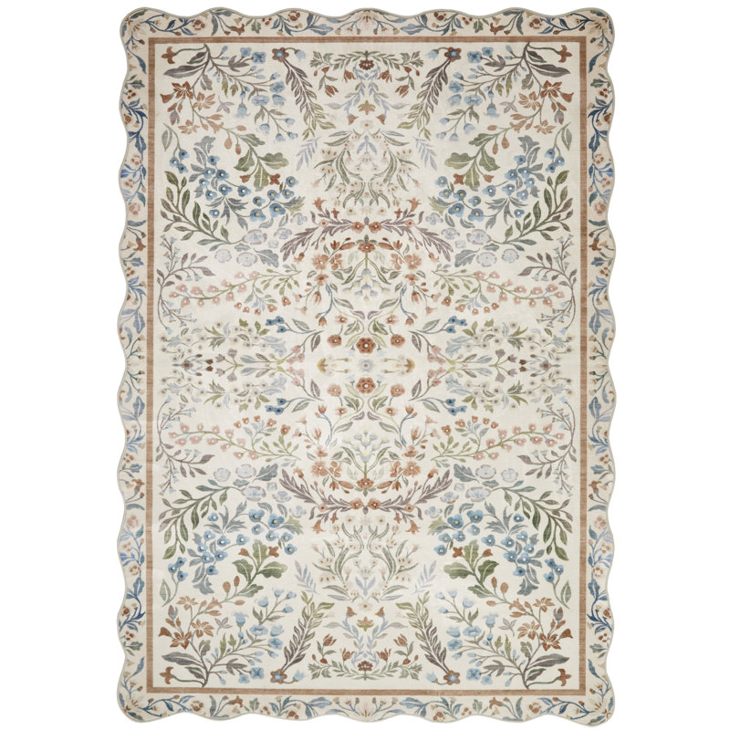 Floral Multi Washable/Stain Guarded Area Rug , Rectangle 200 x 300 cm
