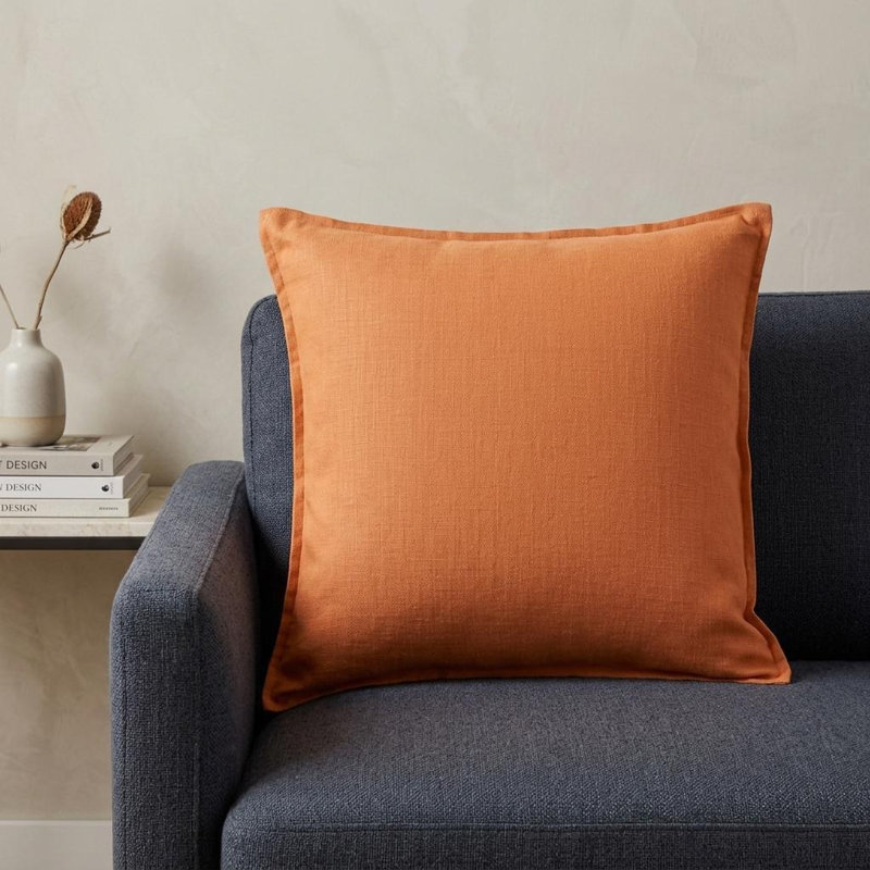 Coussin décoratif 20 po en coton rose vif, Orange