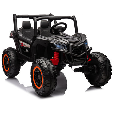 24V 4WD 2-Seater Kids Ride On UTV, Electric Off-Road Car w/Remote Control, 4×35W Motors, Suspension, Seat Belts, LED