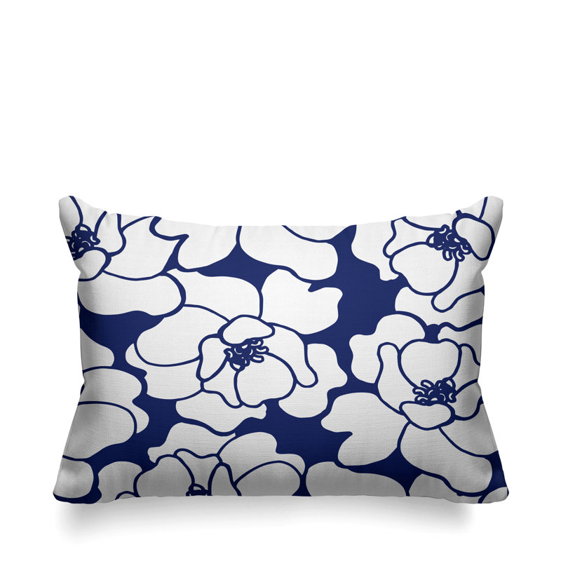 Housse de coussin d'extérieur et insert, Bleu marine, 14 po x 20 po, Rectangle