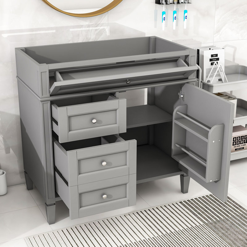 Base de meuble-lavabo simple 35,5 po seulement, Gris