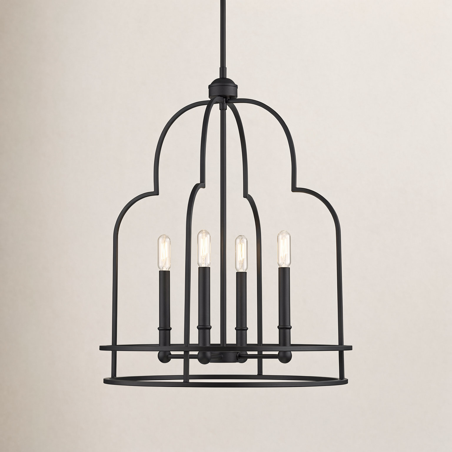 Dimmable 4-Light Pendant, Matte Black
