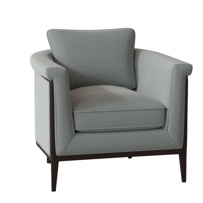 Chalice Upholstered Barrel Chair, Maya Cyan, American Walnut