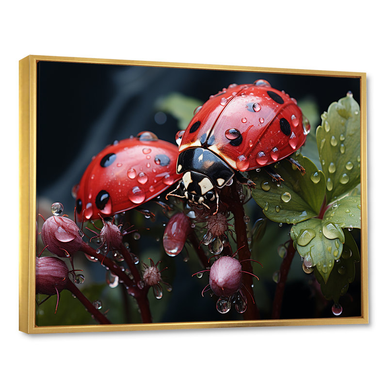 «Botanical Landybug Harmony III», reproduction sur toile, H 34 po x l 44 po x P 1,5 po, Cadre flottant doré