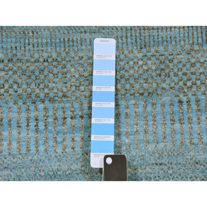 Tapis de couloir bleu en laine nouée à la main 2 pi 6 po x 16 pi 3 po A0685AF41F87431E8F2A76CDA9FE3516