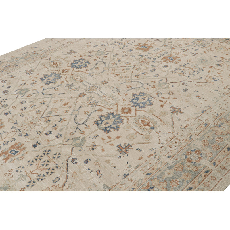 Oushak Hand Knotted Floral Area Rug, Rectangle 8' x 10'