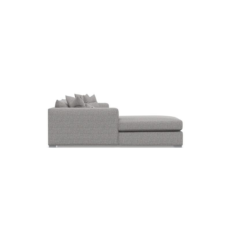Chaise Sectional, Gray Polyester