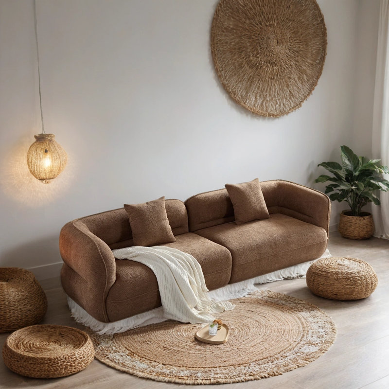 Durable Fabric Upholstery, Solid Wood Frame, High - Density Sponge Filling, Available In Variants Like White + Fabric + 4 Seat, Camel + Fabric + 4 Seat, White + Fabric + 3 Seat + Bathroom, Ideal For Primary Living Spaces, Perfect For Comfortable Lounging,