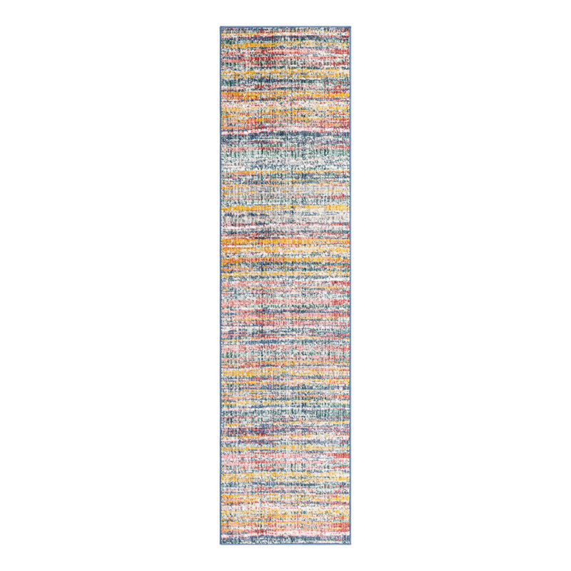 Tapis d'intérieur rayé Hulsey, Tapis de couloir 2 pi 7 po x 12 pi, Multi