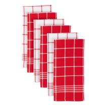 DII Cardinal Red Tri Color Check Dishtowel (Set of 3)