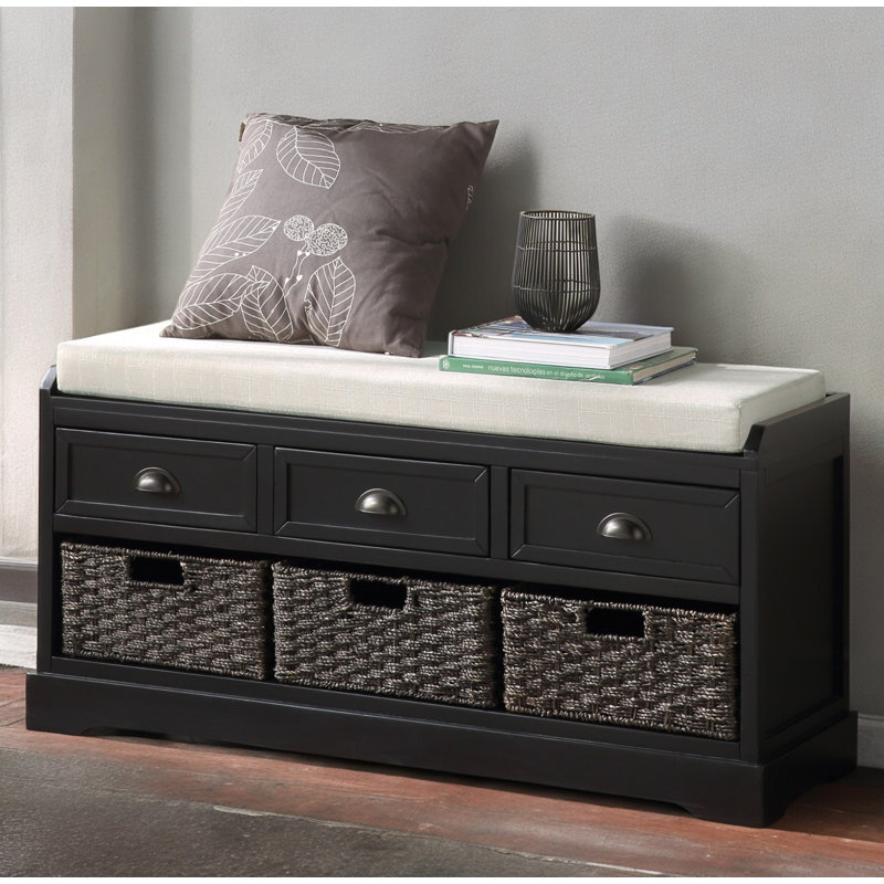 Banc de rangement avec tiroirs Gokey, Noir, noir, noir, noir