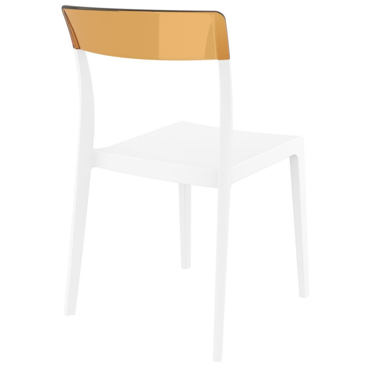 Kliebert Stackable Patio Side Chair, White/Transparent Amber