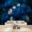 Papier peint adhésif pelez et collez, arrangement floral bleu profond, pivoines, chrysanthèmes, art mural auto-adhésif et amovible-1931786625
