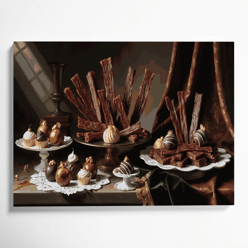 Desserts Beef jerky Black Canvas Wall Art, H 20 po x l 24 po