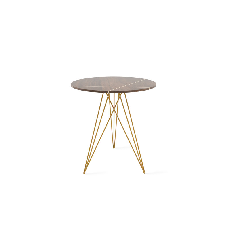 Hudson Solid Wood Top End Table, Walnut, Mustard