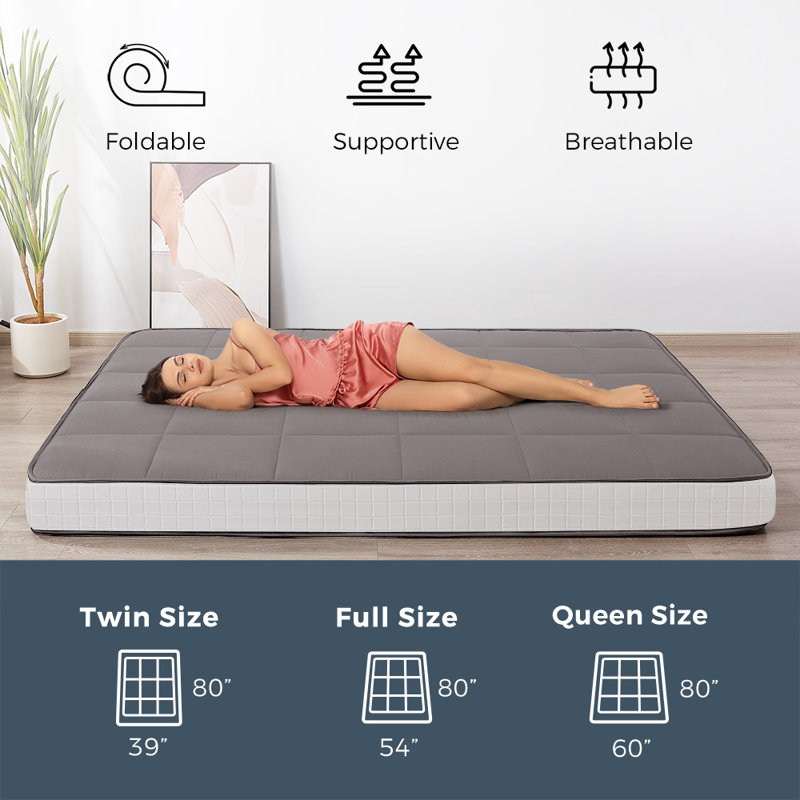Antranigian 6" Thick Japanese Futon Mattress, Dark Gray, Queen