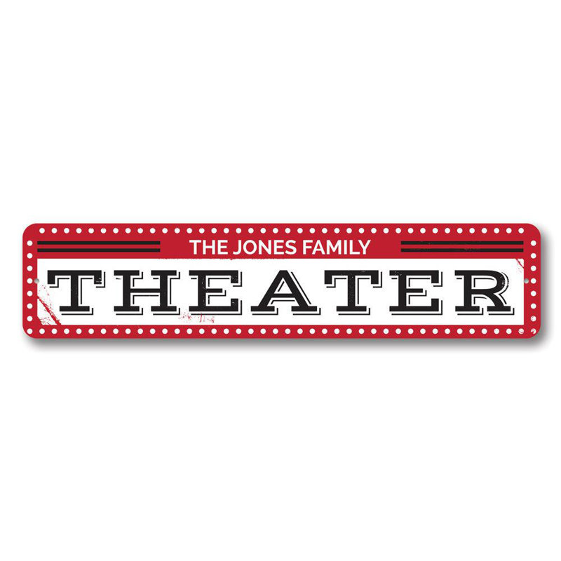 Enseigne de théâtre en aluminium, H 4 po x l 18 po x P 0,04 po