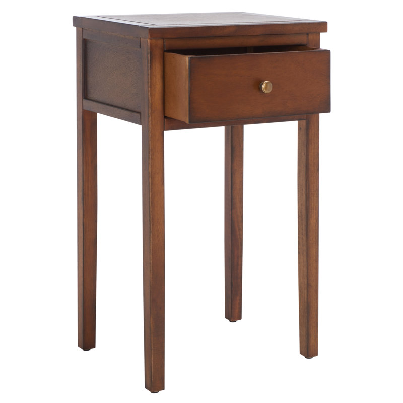 Joanna Solid Wood End Table with Storage, French Gray