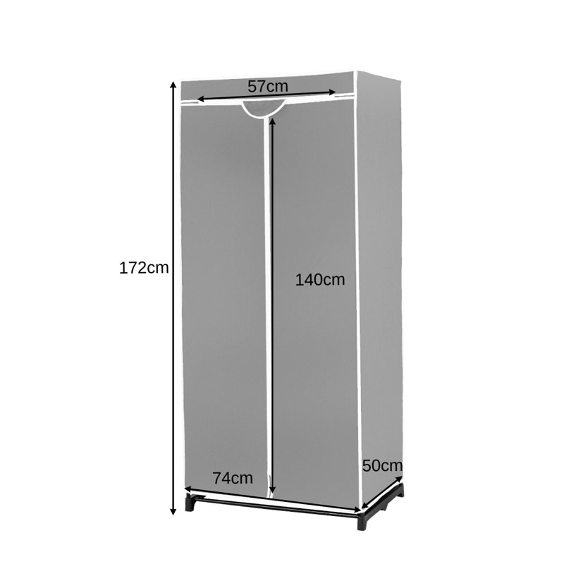 Chenoa 74cm Rolling Portable Wardrobe, Silver
