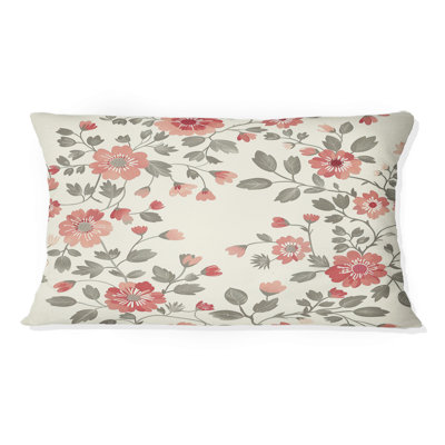 Coussin lombaire beige avec imprimé floral Meadows IV - beige