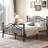 Queen Metal Platform Bed with Candle-style Headboard and Footboard, Under-Bed Storage, Easy Assembly, Black-72567969-72567970