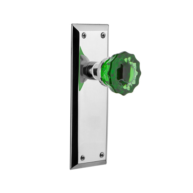 Plaque New avec plaque de porte émeraude en cristal, 2 3/4, Chrome brillant