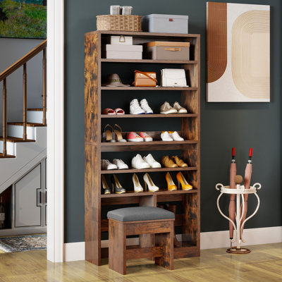  Armoire de rangement pour 19 paires de chaussures, étagère à chaussures de 71 po de hauteur avec rangement ouvert