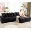 Velours côtelé modulaire en L 107,79 po avec repose-pieds amélioré, porte-gobelets, 8 coussins décoratifs et pochettes à magazines-121369622