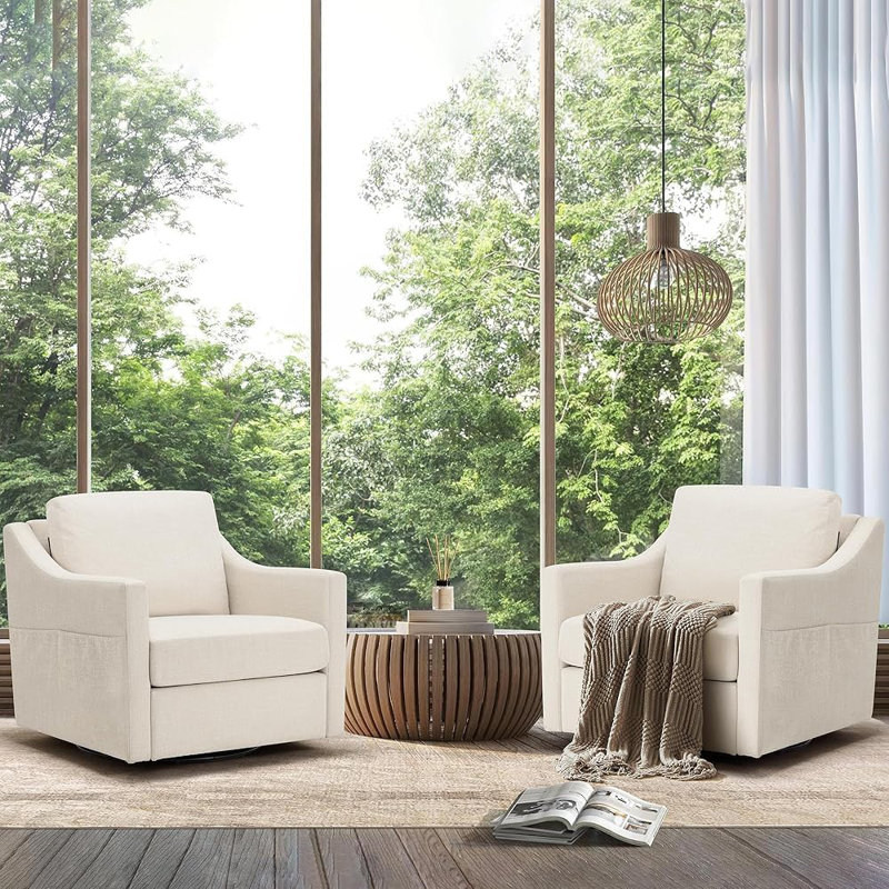 Chaise berçante en tissu, Beige