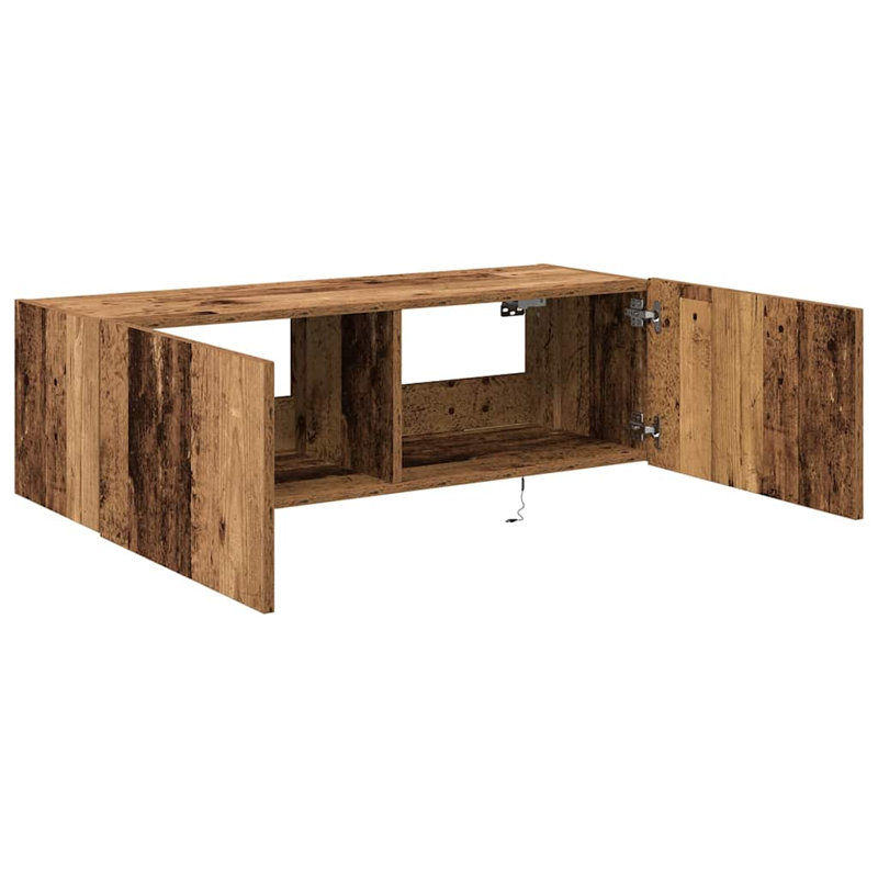 TV Wall Cabinet Engineered Wood, 31cm H x 100cm L x 35cm W, Old Wood