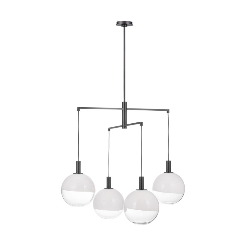 6-Light Chandelier, 29.875" H x 32.5" W x 32.5" D, Aged Iron, 4 Lights
