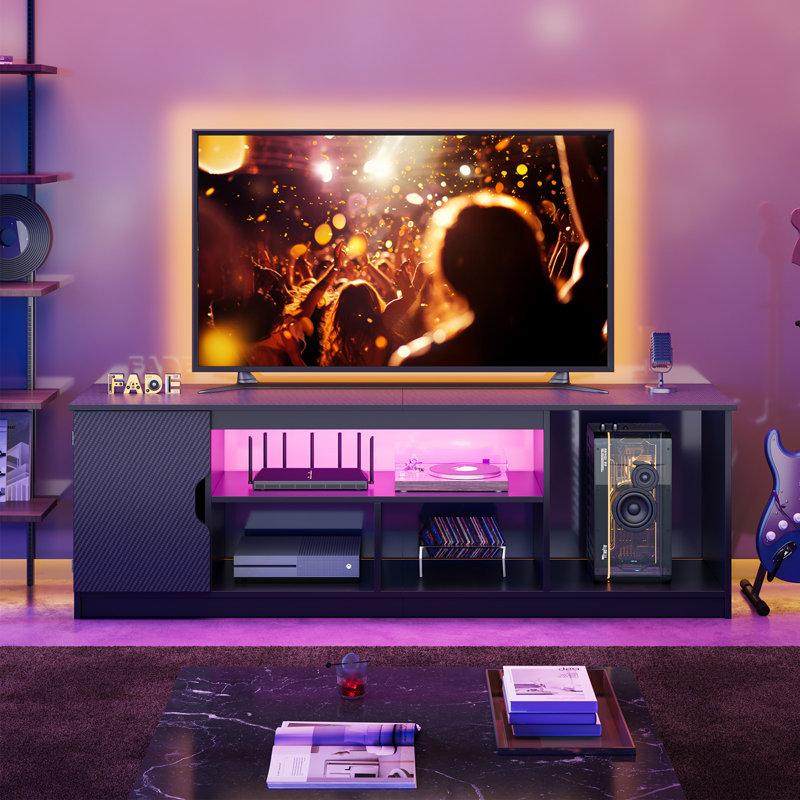 160cm LED TV Stand for TVs up to 70", Gaming Entertainment Center with PS5 Storage