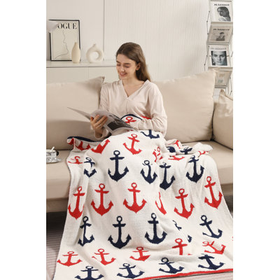 Jeté de luxe à motif d'étoiles de mer - Marine