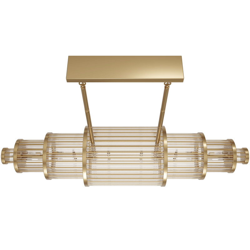 Waldorf Metal And Glass Rod Linear Chandelier, Antique Brass