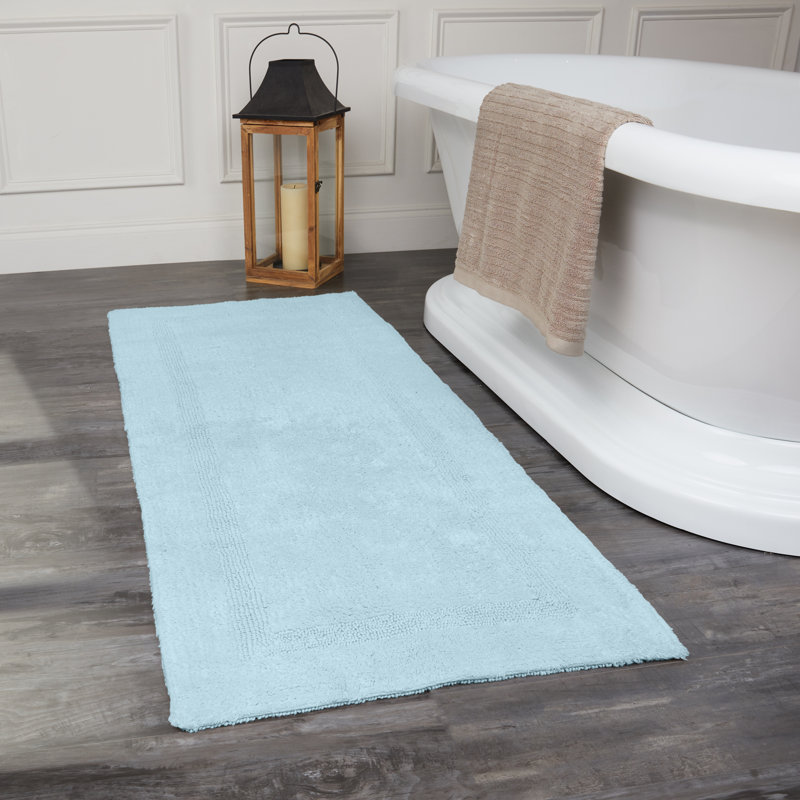 Tapis pour salle de bain Edilio, L 24 po x L 60 po, Bleu