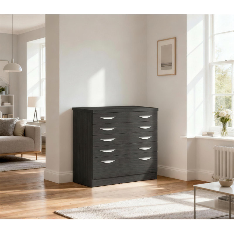 Barcomb 85cm Wide 5 -Drawer File Cabinet, Black Havana
