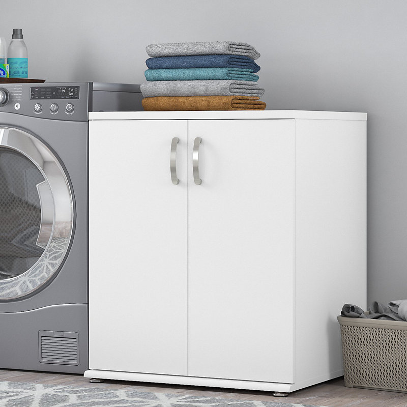 Armoire de rangement pour buanderie avec portes et tablettes Bush Business Furniture, Blanc