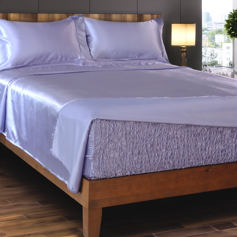Smooth Satin BedTite Tight Grip Sheet Set, Full/Double, Lilac