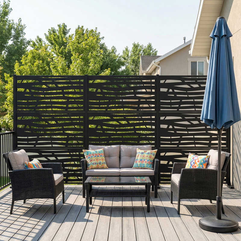 183cm H Freestanding Metal Room Divider Decorative Privacy Screen Garden Lattice Panel Trellis for Patio, Balcony, Backyard, Pool, Indoor Room
