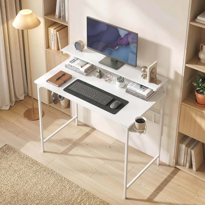 Metal Base Computer Desk, White