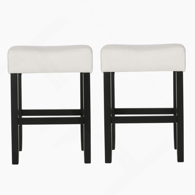 Set Of 2, 26.75" Backless Leather Counter Height Barstool
