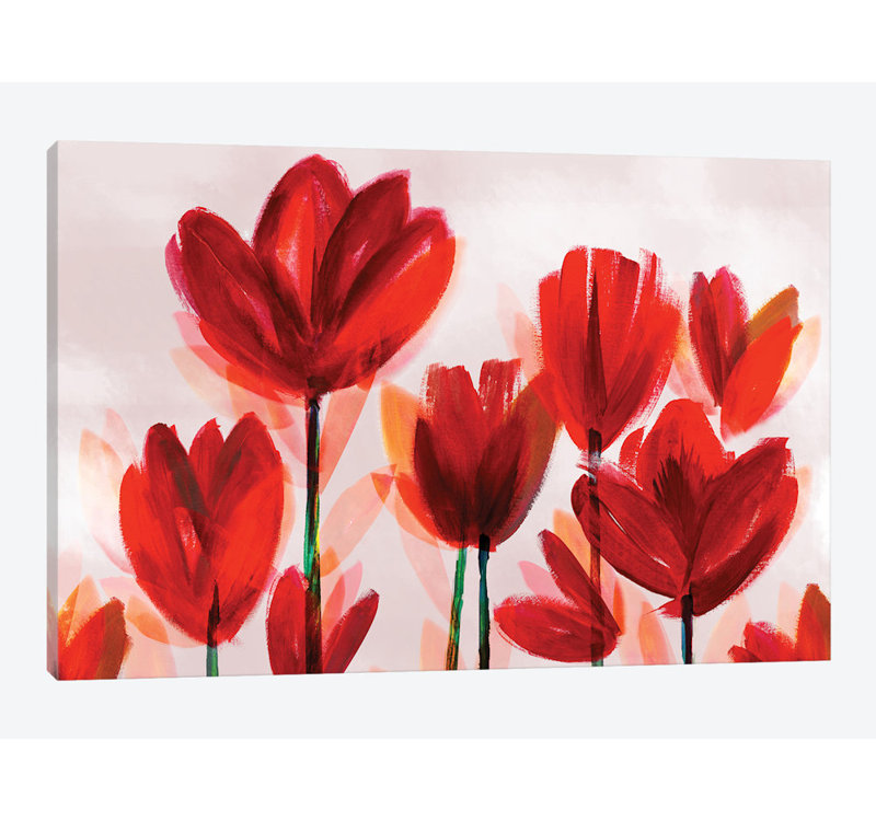« contemporaine pops red », impression sur toile, H 26 po x l 40 po x P 1,5 po, Toile tendue, Pas de tapis