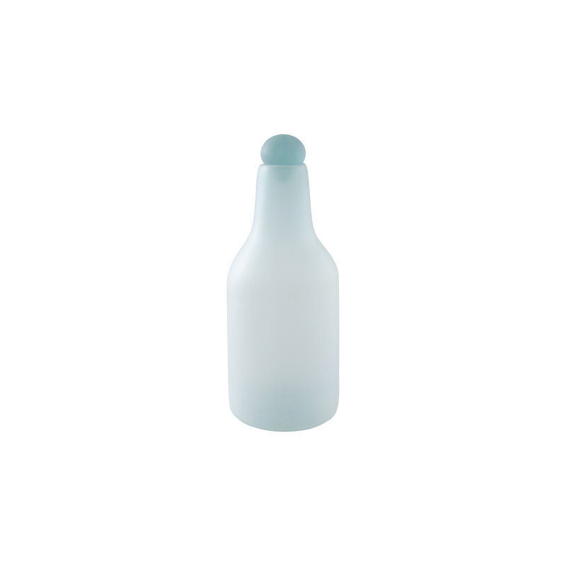 Frosted Turquoise Glass Table Vase, 26" H x 10" W x 10" D
