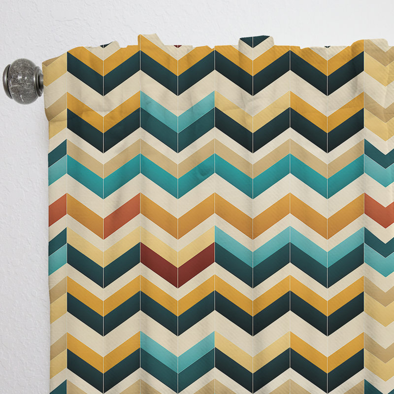 Ivoire Boho Accents Chevron - Rideau à chevrons - Rideau obscurcissant à chevrons - 1 panneaux, L 52 po x L 95 po