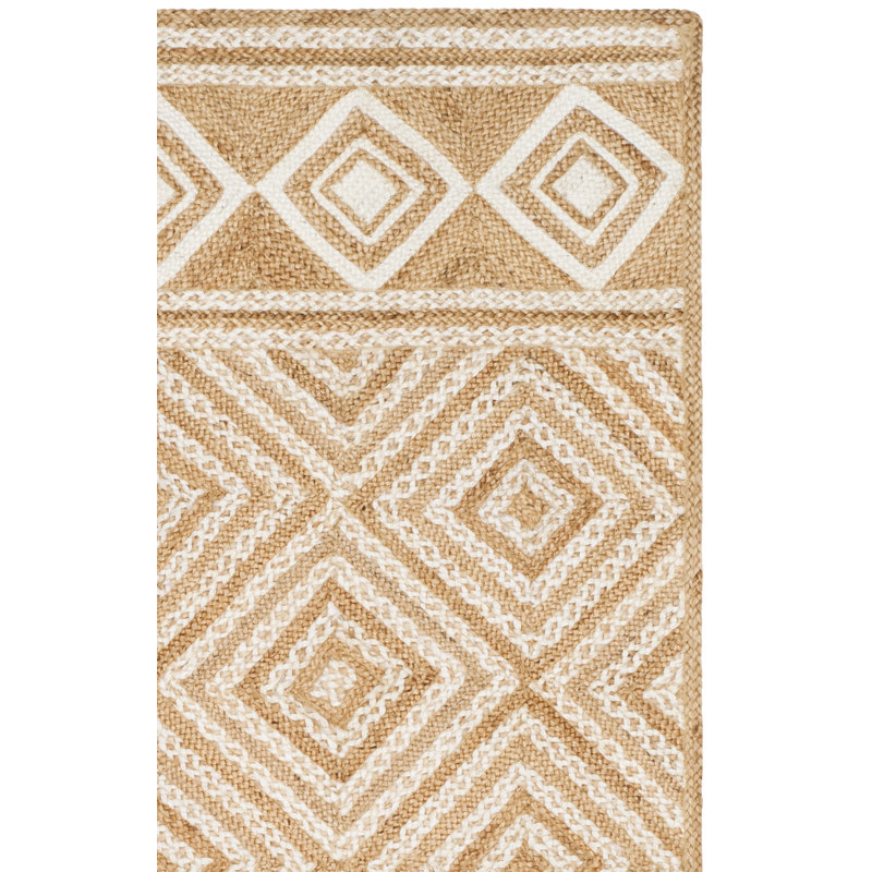 Tapis géométrique en jute et en coton tissé à la main Derryberry, Tapis de couloir 2 pi 6 po x 12 pi