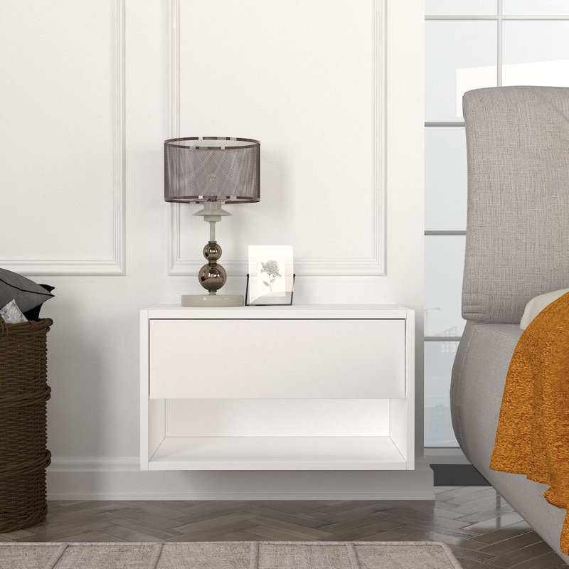 Benaniah 24" Wall Mounted Floating Nightstand, White