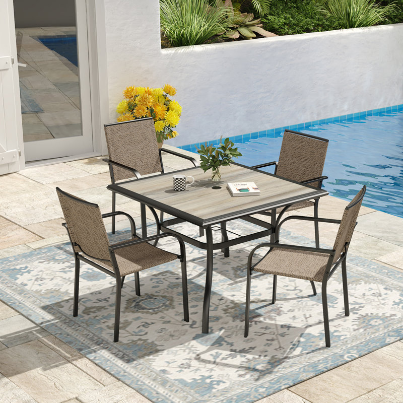 4 - Person Patio Dining Set With Square Table, Beige