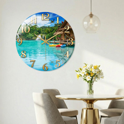 Horloge murale décorative en verre Tropical Paradise