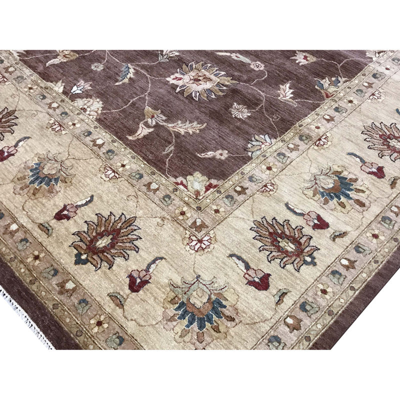 Tapis brun et doré de haute qualité noué à la main