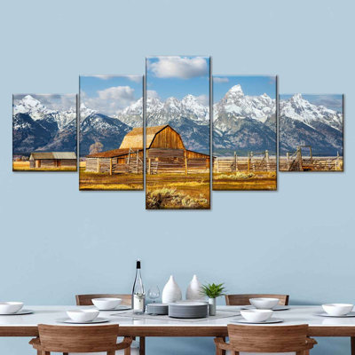 " Teton Range Moulton Barn Wall Art Multi Piece Canvas Print " 5 - Pieces